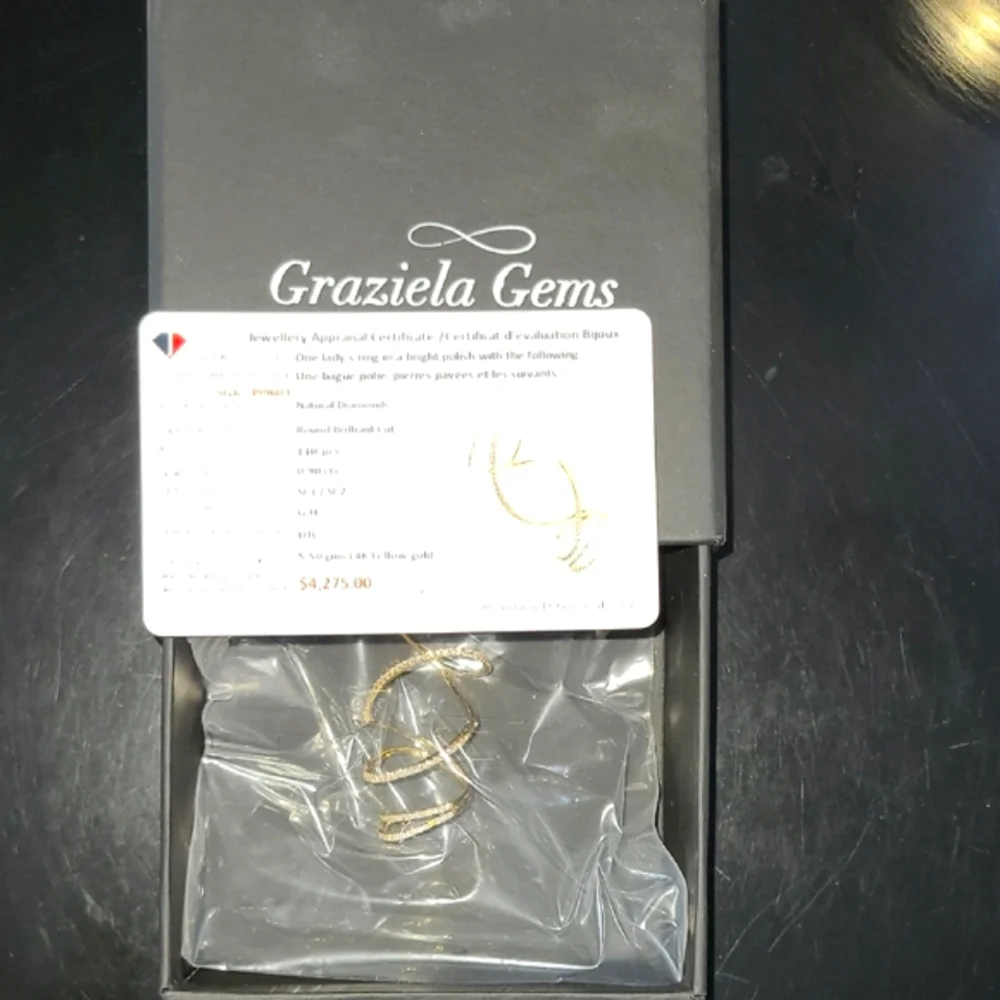 14k Diamond Graziela Gems Gold Diamond Swirl Ring - Picture 10 of 12